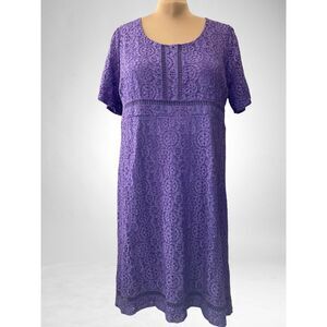 CATHERINES Lavender Lace Short Sleeve Lined Dress, Size 2X